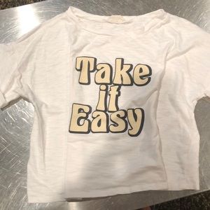 Cotton “take it easy” cropped T-shirt